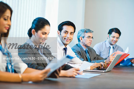 Businessman in a meeting with colleagues