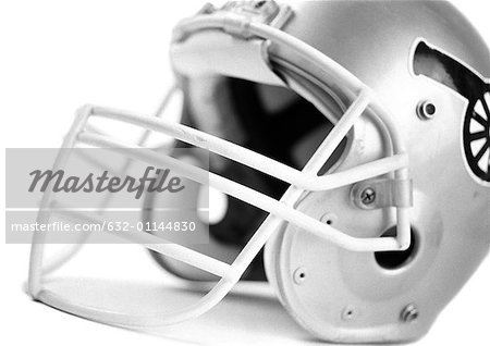 Football helmet, b&w.