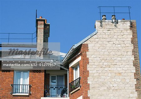 Brick apartment building, high section