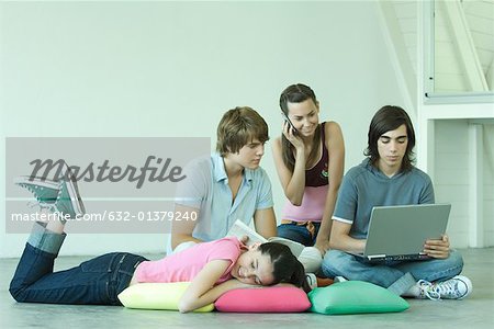 Teen friends hanging out together