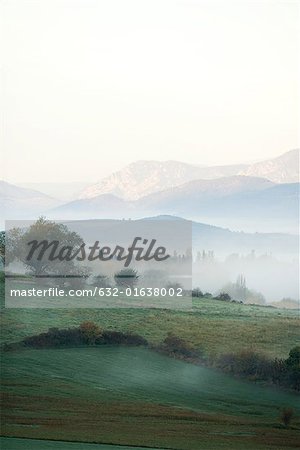 Misty landscape,Cerdanya, Pyrenees, France