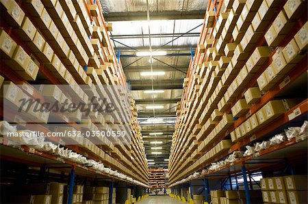 Warehouse stocked with coated textile products