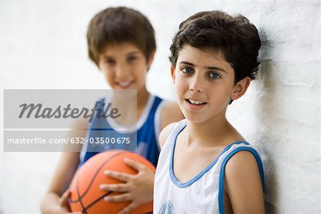 Young basketball players, portrait