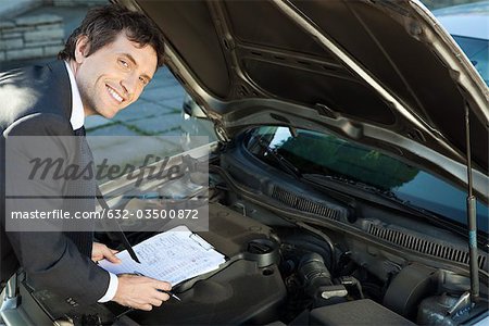Inspecting car engine