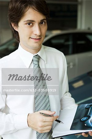 Salesman with brochure