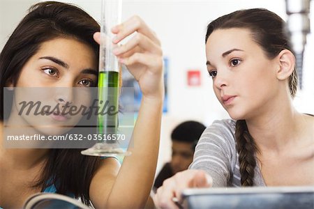 High school students in chemistry class