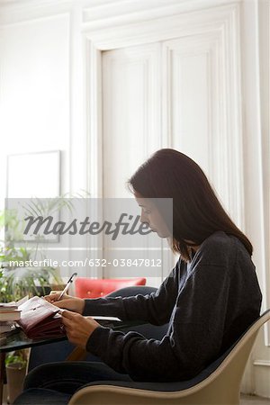 Woman going over her finances