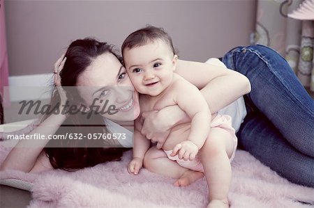 Mother and baby girl, portrait