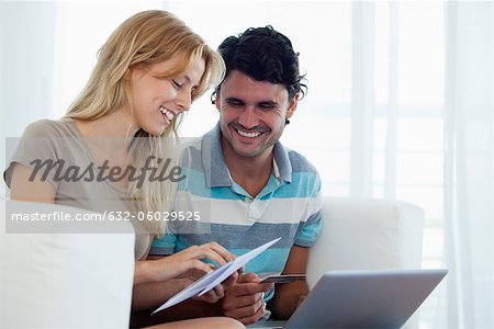 Couple paying bill online