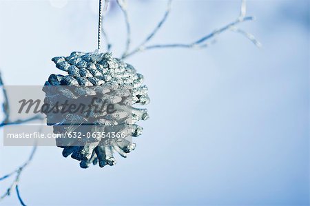 Silver pine cone ornament