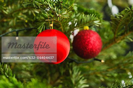 Christmas ornaments on tree