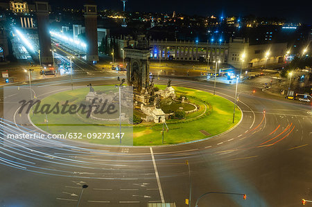 Plaza Espana roundabout light trails Plaza Espana roundabout light trails