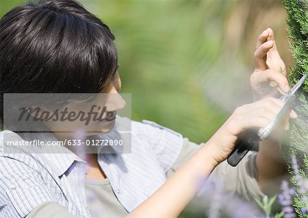 Woman doing yardwork