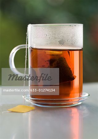 Teabag steeping in mug