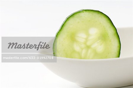 Cucumber slice in small dish