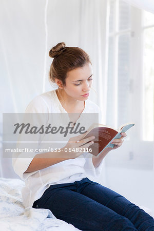 Woman engrossed in novel
