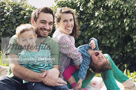 Family enjoying a day out picniking, portrait