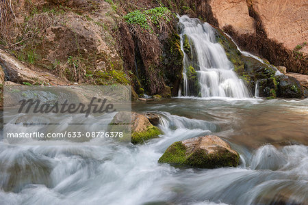 Stream flowing over rocks in Zion National Park, Utah, USA