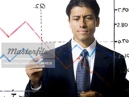 Businessman calculating earnings