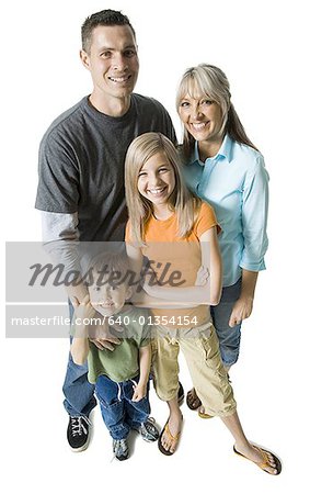 Portrait of a family smiling