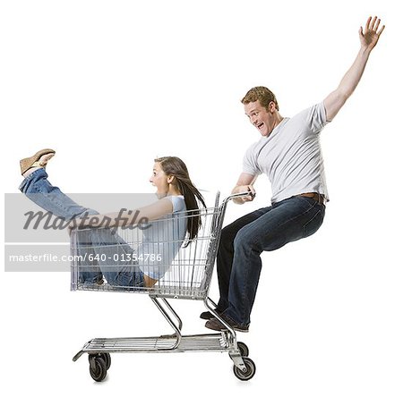 pushing a shopping cart