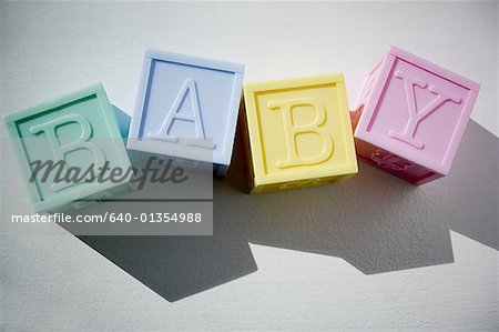 High angle view of alphabet blocks