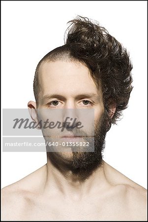 Man With Half Shaved Head And Beard Stock Photo Masterfile Premium Royalty Free Code 640