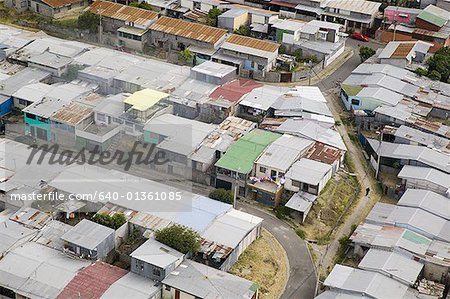 Aerial view of houses in a town