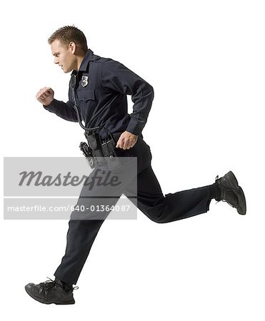 Male police officer running