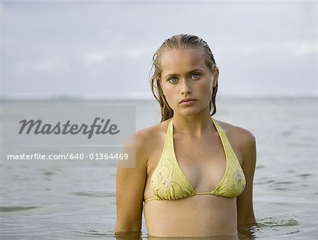 Portrait of a teenage girl in the sea