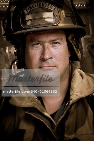 Close-up of a firefighter