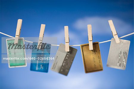 Credit cards hung out to dry.