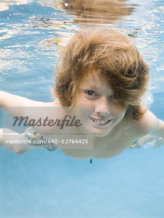 Portrait of a boy underwater