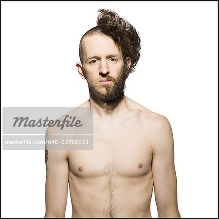 Man With Half Shaved Head And Beard Stock Photo Masterfile