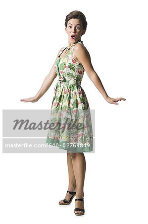Woman in floral dress