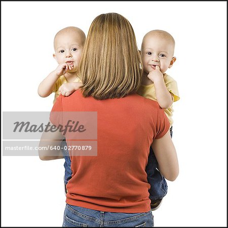 Mother with twin babies