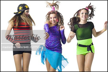 Girls in costume dancing