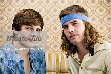 two men in retro clothing