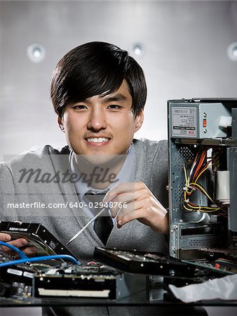 man working on a computer