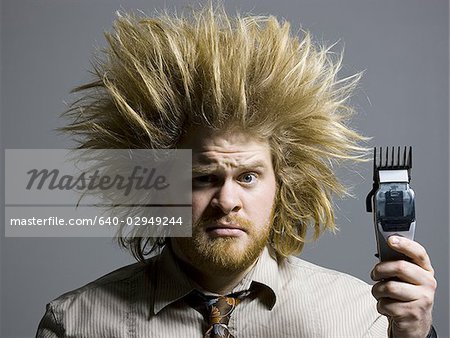 Long Hair Freak Crazy Man Hold Stock Photo 1724782066