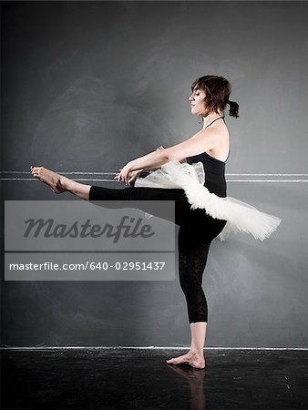 ballerina against a blackboard