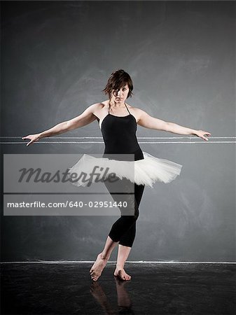 ballerina against a blackboard