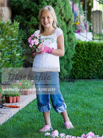 girl working in the garden