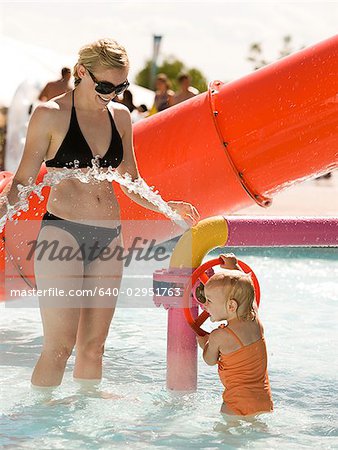 mother and daughter at a waterpark Stock Photo Masterfile