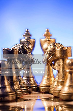 Chess board and chess pieces