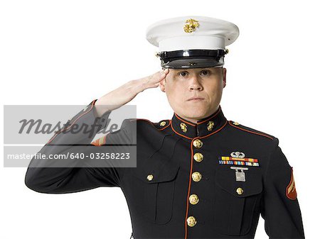 US marine saluting