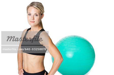 Woman and pilates ball