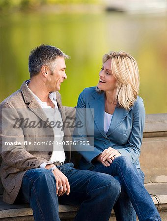Close up of man and woman smiling