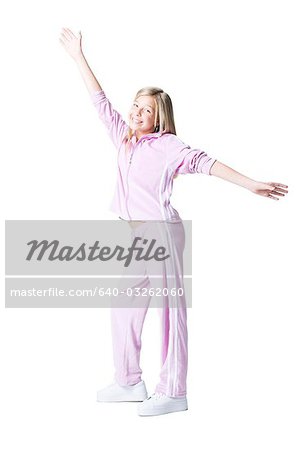 Girl posing with arms upstretched