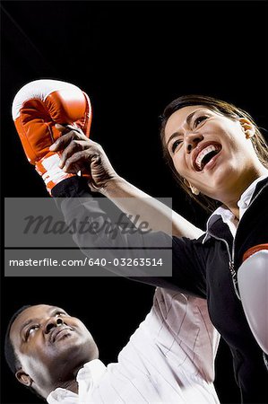 Businesswomen boxing